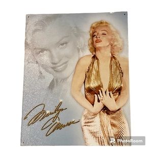 Retro Vintage Marilyn Monroe Gold Dress Tin Metal Sign Size 12 x 16